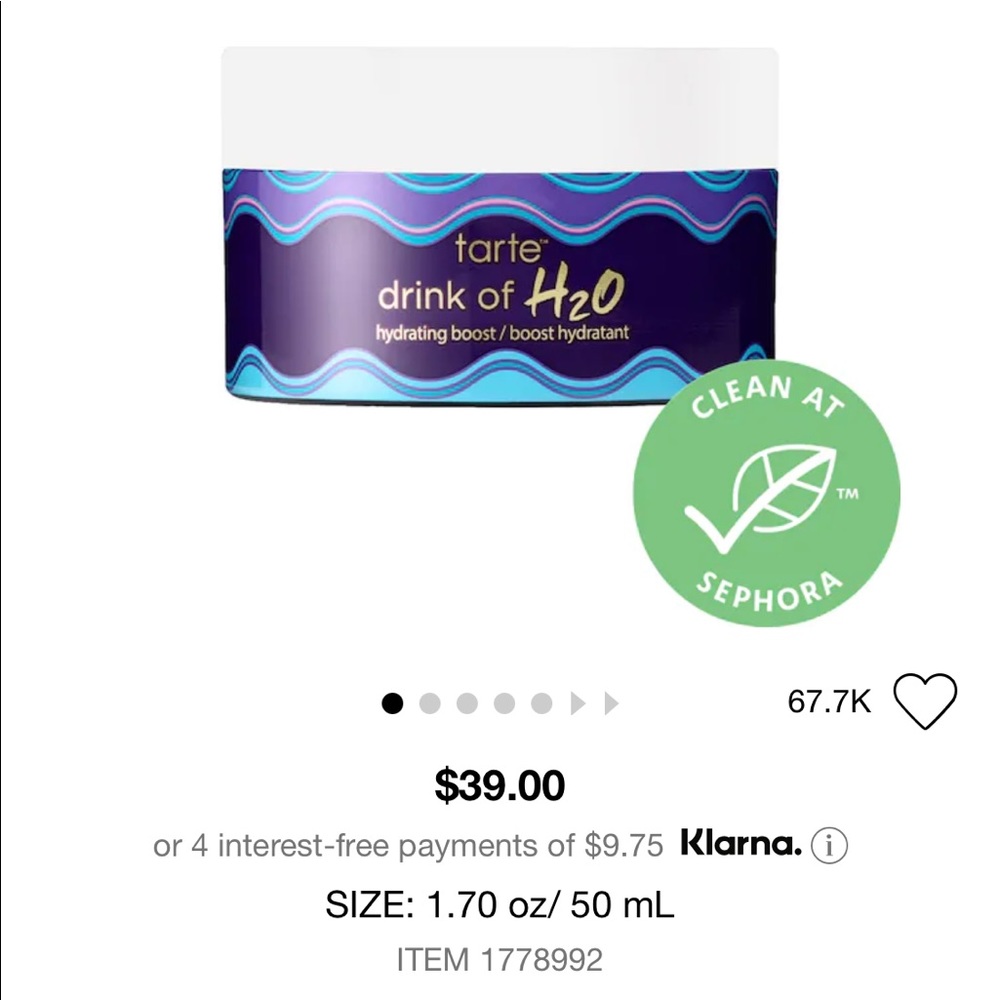 🐳 Tarte drink of H2O hydrating boost moisturizer